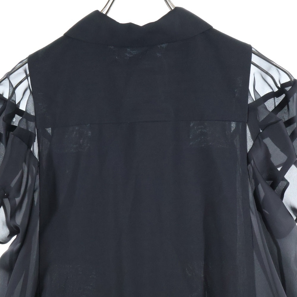 Sacai(サカイ) 25SS SUITING SATIN DRESS スイッチング サテン マルチポケット 半袖ワンピース ドレス レディース ブラック 25-07807