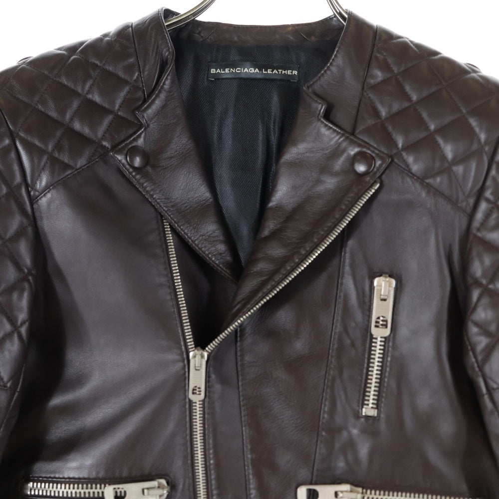 BALENCIAGA(バレンシアガ) シープスキン ダブルライダースジャケット レディース ブラウン 301194 TDHB8