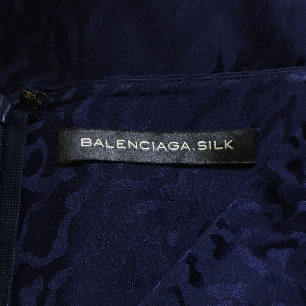 BALENCIAGA(バレンシアガ) 総柄 プリーツ シルクスカート レディース ネイビー 231586 TS287