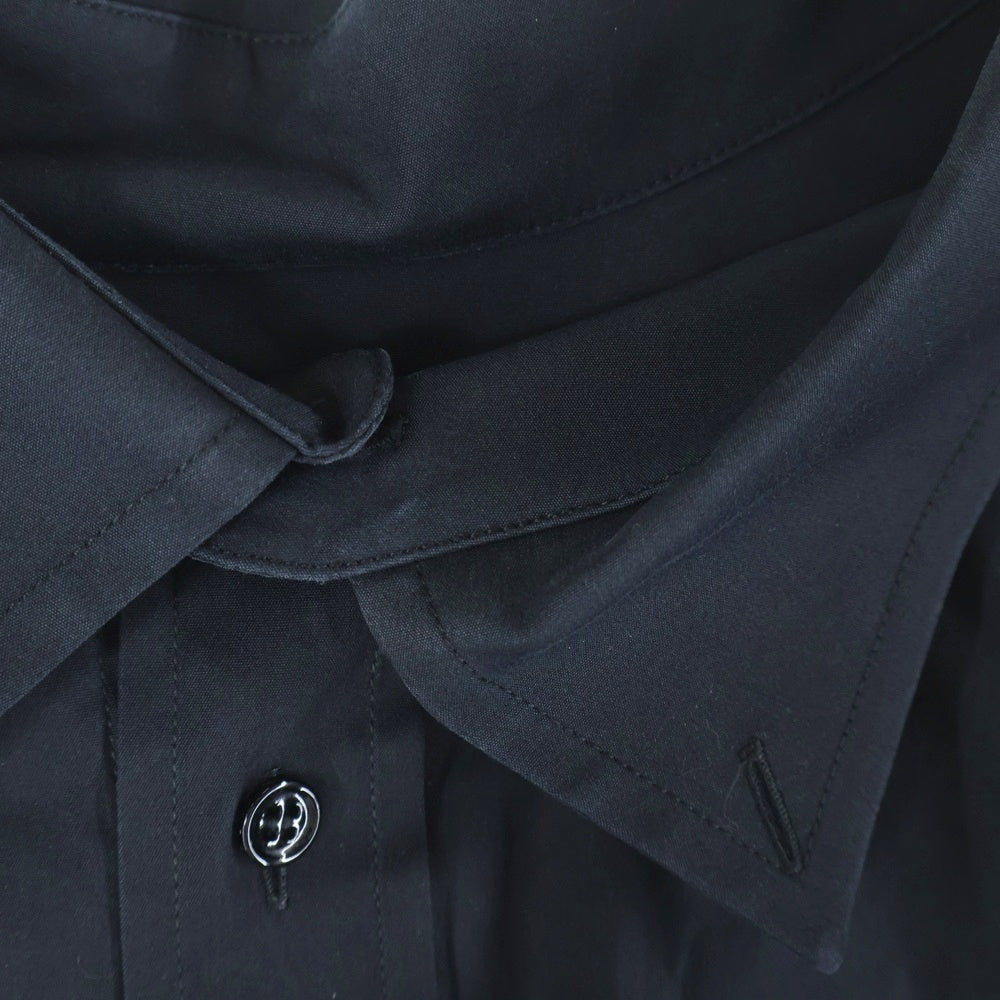 BALENCIAGA(バレンシアガ) ロゴ刺繍 スウィングカラー ロングスリーブ コットンシャツ ブラック 491851 TWB01