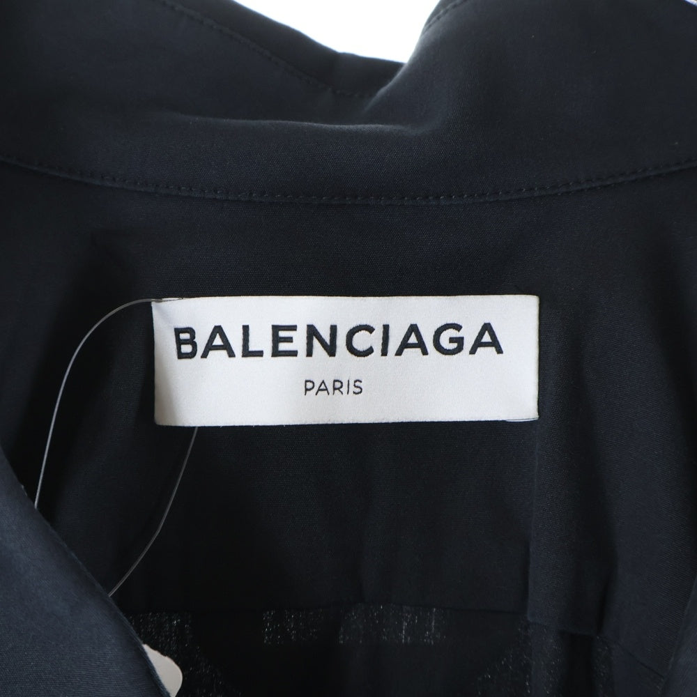 BALENCIAGA(バレンシアガ) ロゴ刺繍 スウィングカラー ロングスリーブ コットンシャツ ブラック 491851 TWB01