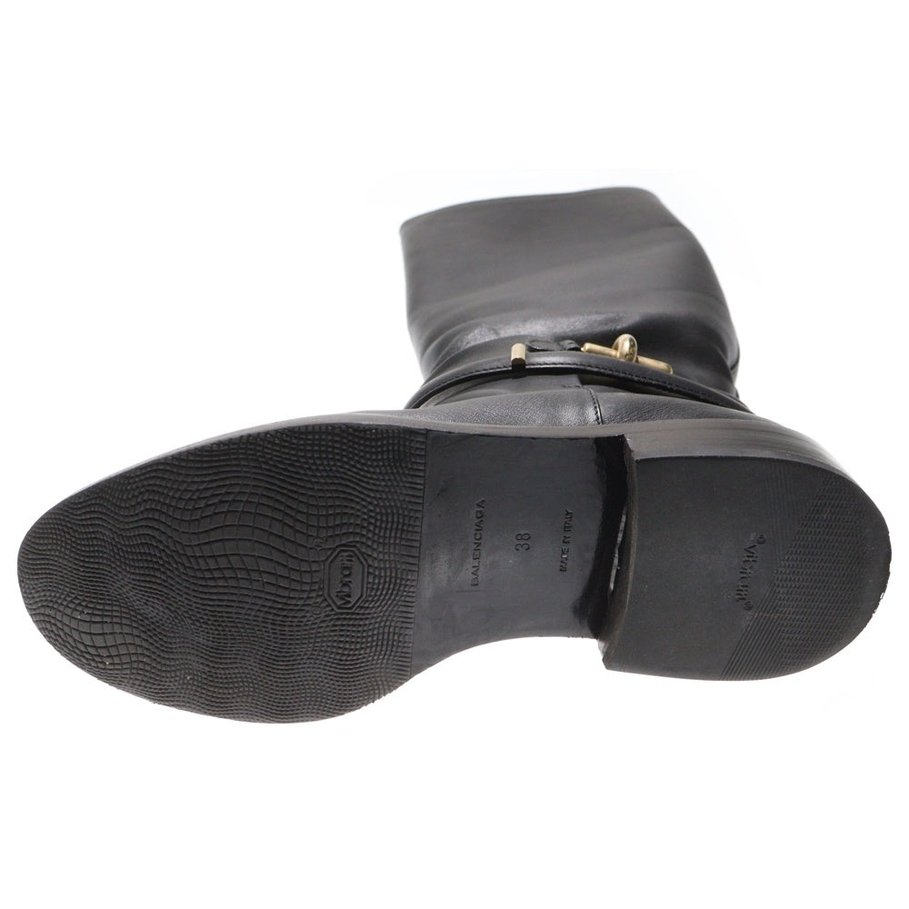 BALENCIAGA(バレンシアガ) ゴールド金具 レザーロングヒールブーツ レディース ブラック 252995