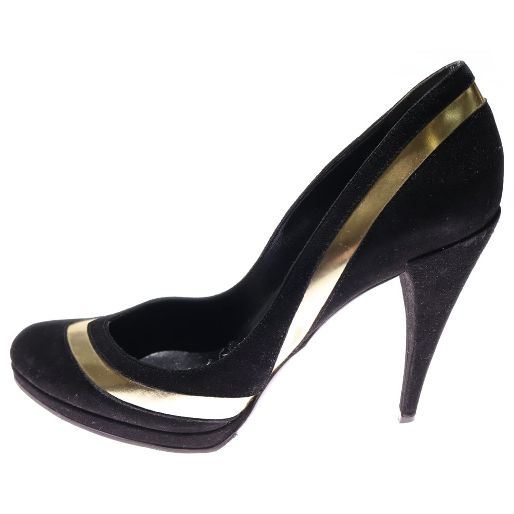 GUCCI(グッチ) スウェードレザー ハイヒール パンプス レディース ブラック/ゴールド 202930