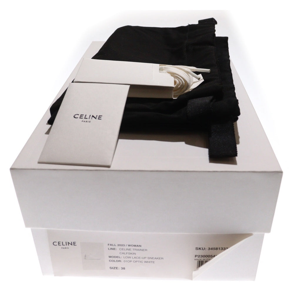 CELINE(セリーヌ) 23AW TRAINER LOW LACE-UP SNEAKER トレーナー レースアップ レザーローカットスニーカー レディース ホワイト 345813338C.01OP
