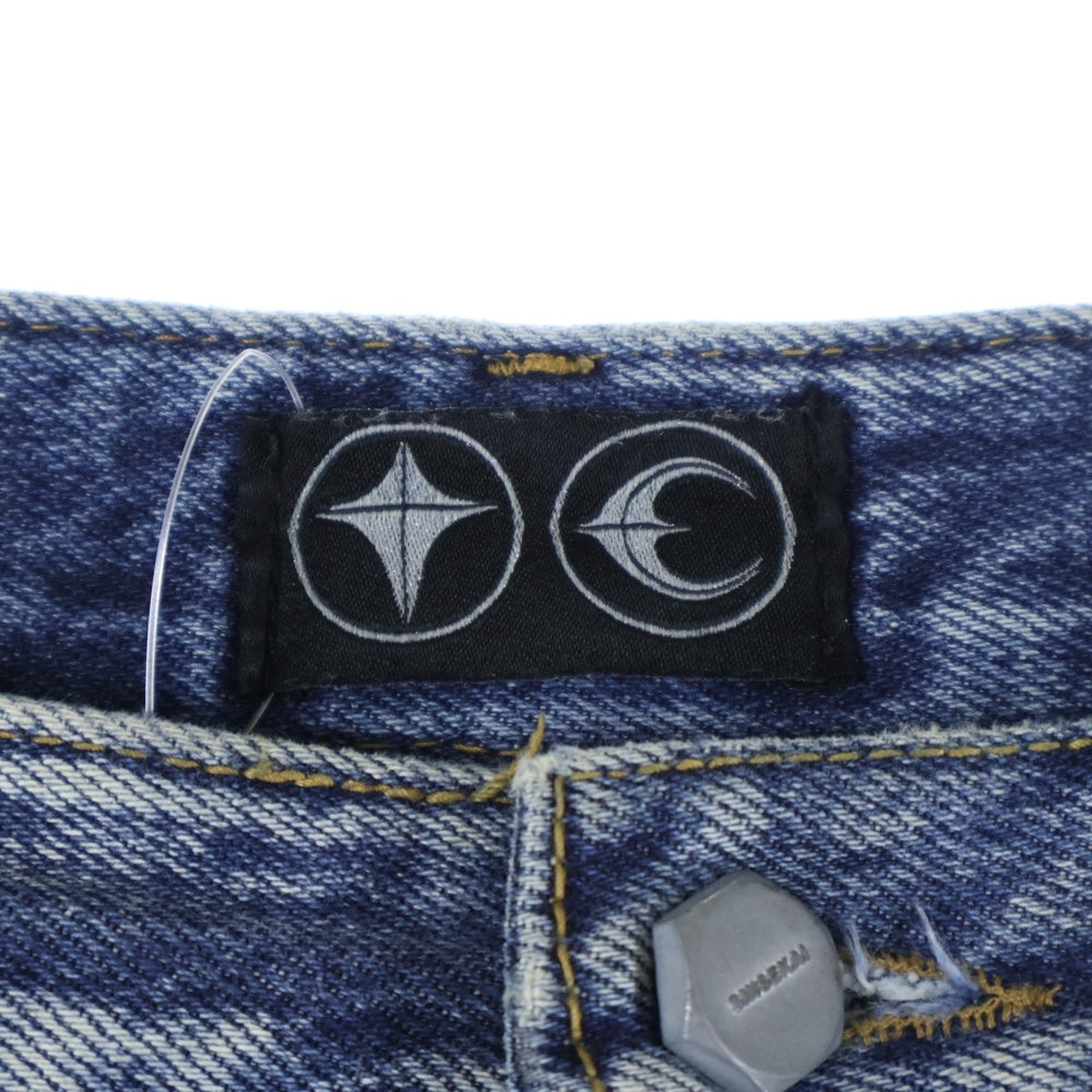THUG CLUB(サグクラブ) DOUBLE KNEE DAMAGE SHORTS ダブルニー ダメージ デニムショーツ ハーフパンツ インディゴ TC24PT0301