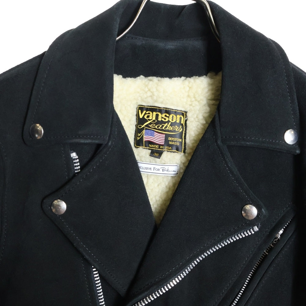 VANSON(バンソン) 16AW ×Ron Herman EXCLUSIVE ロンハーマン エクスクルーシブ 裏ボア スエードカウレザー ダブルライダースジャケット ブラック 21188
