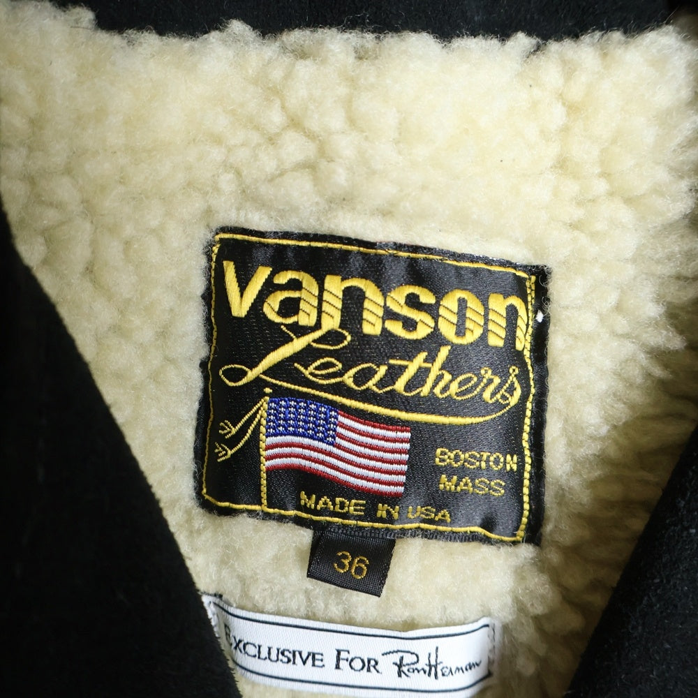 VANSON(バンソン) 16AW ×Ron Herman EXCLUSIVE ロンハーマン エクスクルーシブ 裏ボア スエードカウレザー ダブルライダースジャケット ブラック 21188