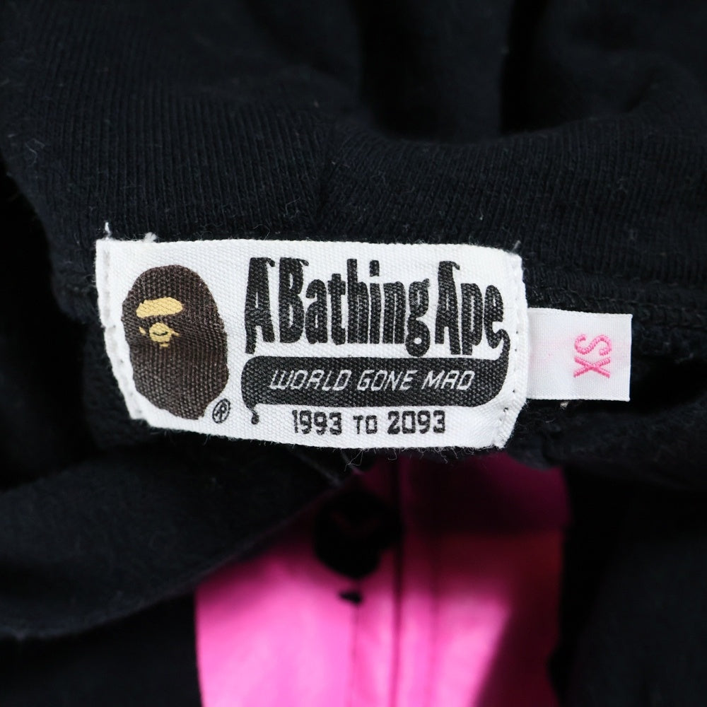 A BATHING APE(アベイシングエイプ) フロントマルチカラーロゴ ジップアップパーカー フーディー レディース ブラック