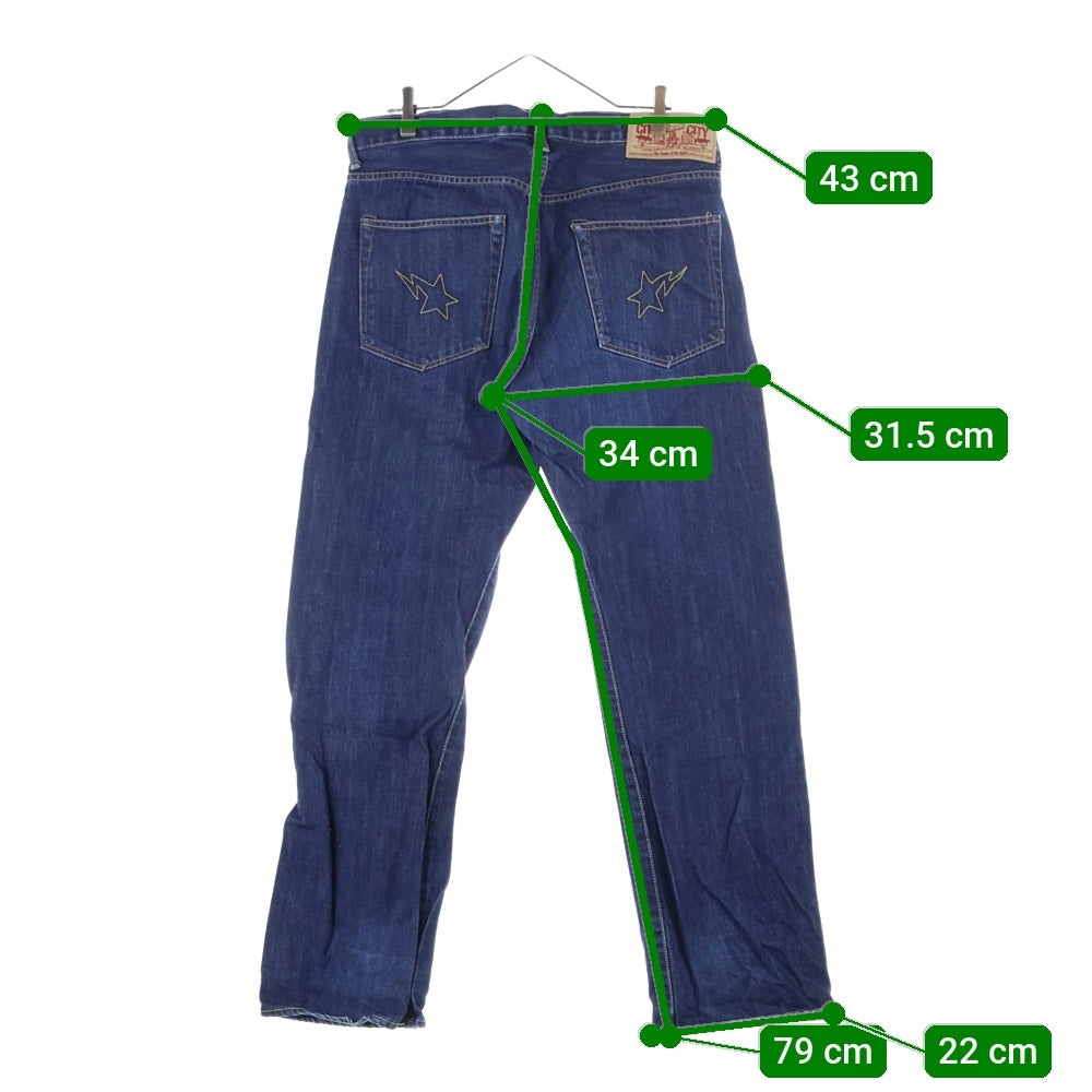 A BATHING APE(アベイシングエイプ) ポケットスター刺繍 ジップフライデニムパンツ インディゴ