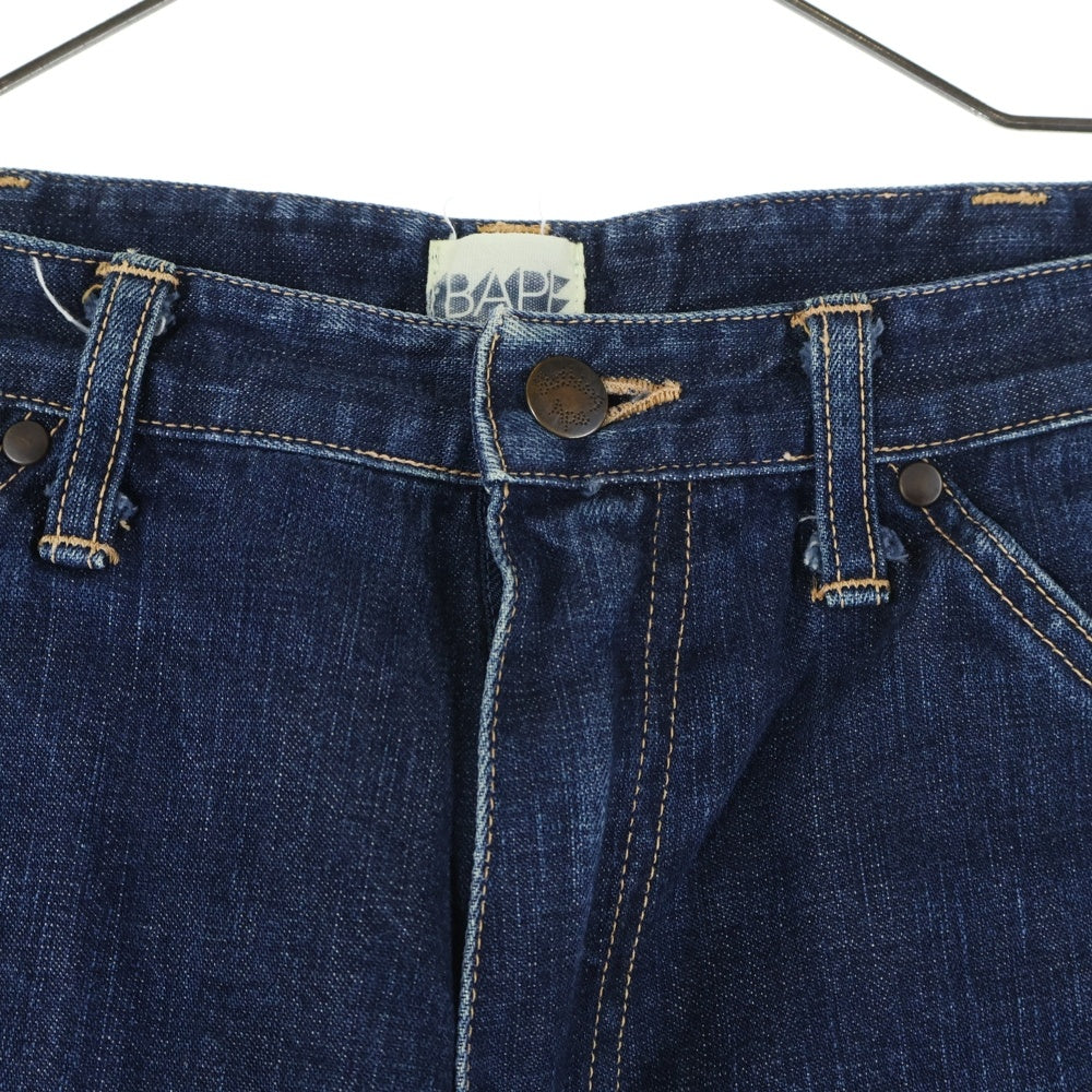 A BATHING APE(アベイシングエイプ) バックポケットエイプヘッドプリント ジップフライデニムパンツ インディゴ