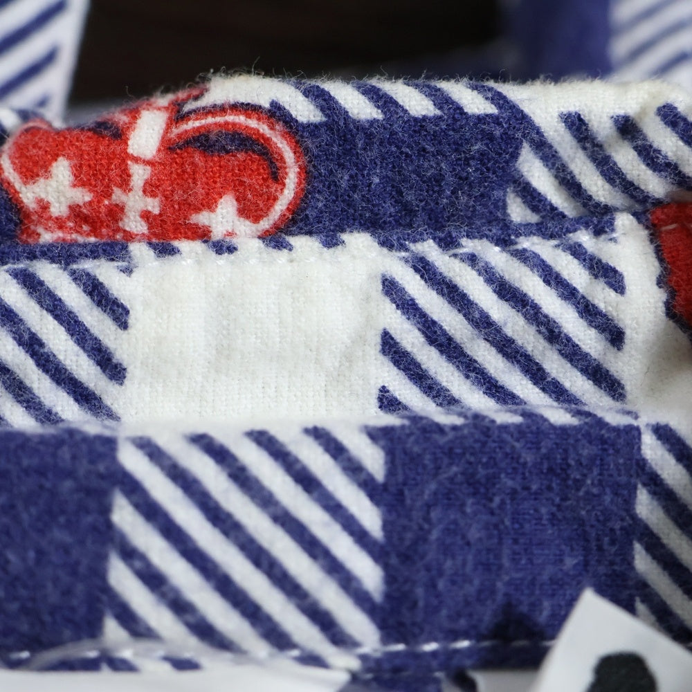 A BATHING APE(アベイシングエイプ) エイプ総柄 半袖チェックシャツ ブルー/ホワイト/レッド