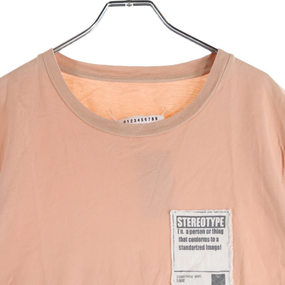 Maison Margiela 10(メゾン マルジェラ) 18SS STEREO TYPE ステレオ タイプ 胸ロゴデザイン クルーネック カットソー Tシャツ ピンク S50GC0499
