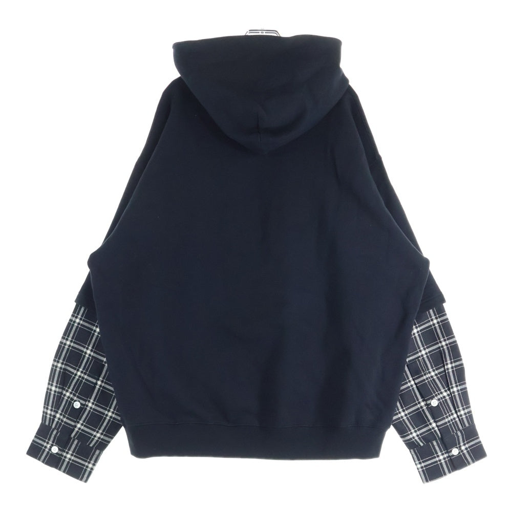 MARNI(マルニ) 23AW CHECK SWEATSHIRT 袖チェック切替 プルオーバーパーカー フーディ ブラック FUMU0110Q5
