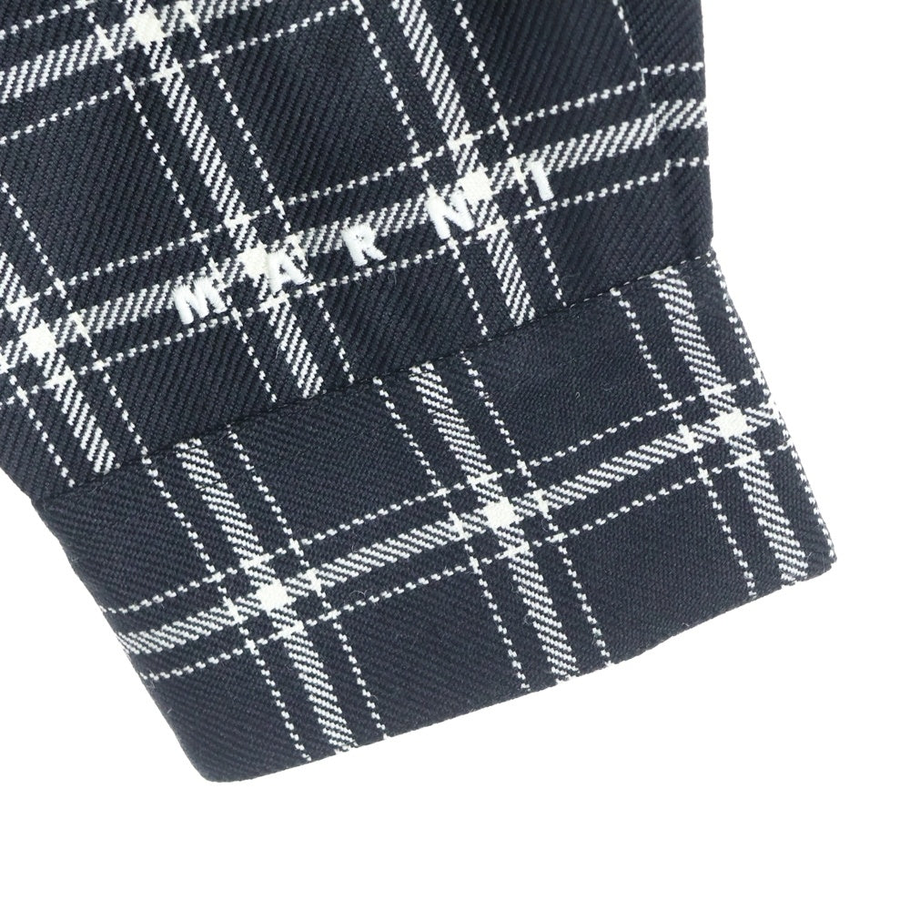 MARNI(マルニ) 23AW CHECK SWEATSHIRT 袖チェック切替 プルオーバーパーカー フーディ ブラック FUMU0110Q5