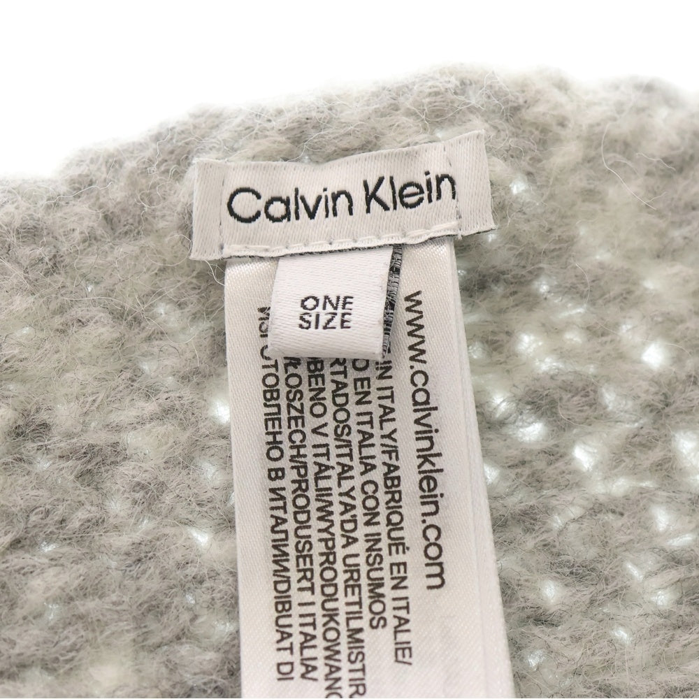 Calvin Klein(カルバンクライン) ロゴ刺繍 アルパカウール混スカーフ ストール グレー K60K609937 レディース