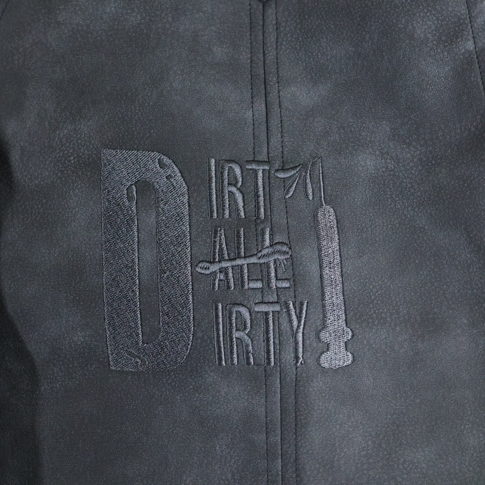 NO BRAND(ノーブランド) DALL CLOTHING(ダルクロージング)×GADORO DIRTY LEATHER VEST ガドロ フェイクレザーベスト ブラック