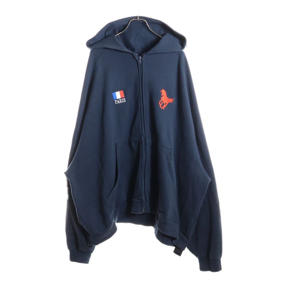BALENCIAGA(バレンシアガ) 22AW Polo Zip-up Hoodie ポロ ジップアップパーカー フーディー ネイビー 720425 TNVD4