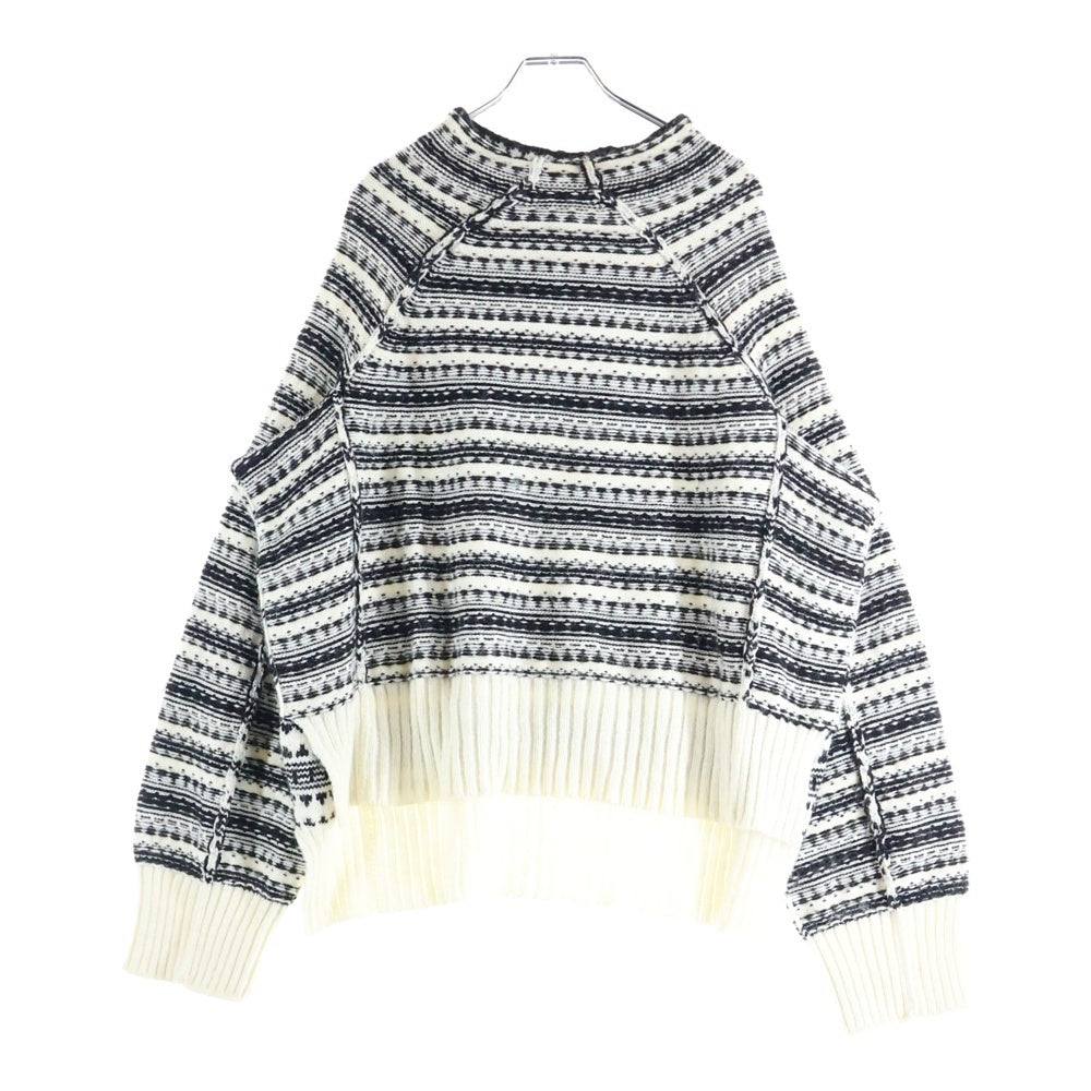 MM6 Maison Margiela(エムエムシックスメゾンマルジェラ) 21AW インサイドアウト ハイネック アクリル ニットセーター 総柄 ホワイト/ブラック S62GP0051