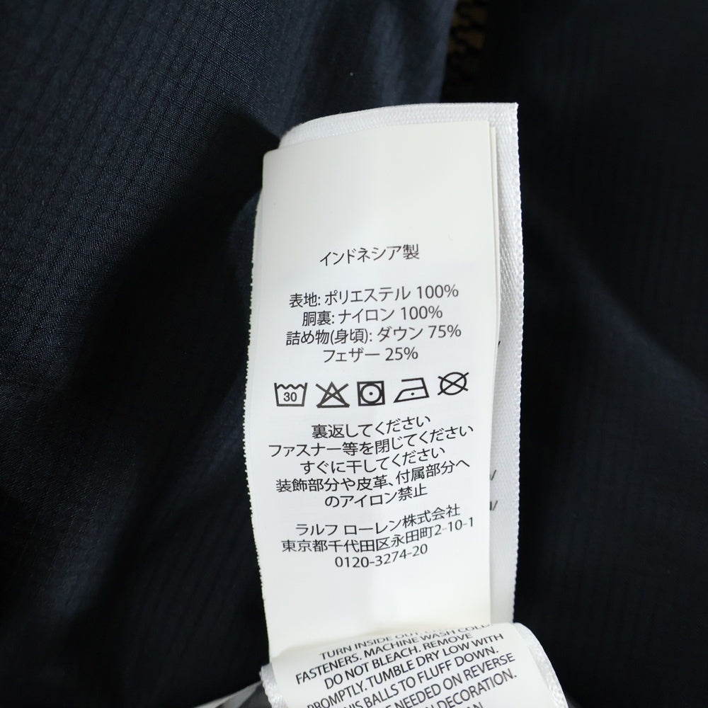 POLO RALPH LAUREN(ポロラルフローレン) ポニー ロゴエンブロイダリー フーデッド ナイロン ダウンベスト ジャケット ネイビー