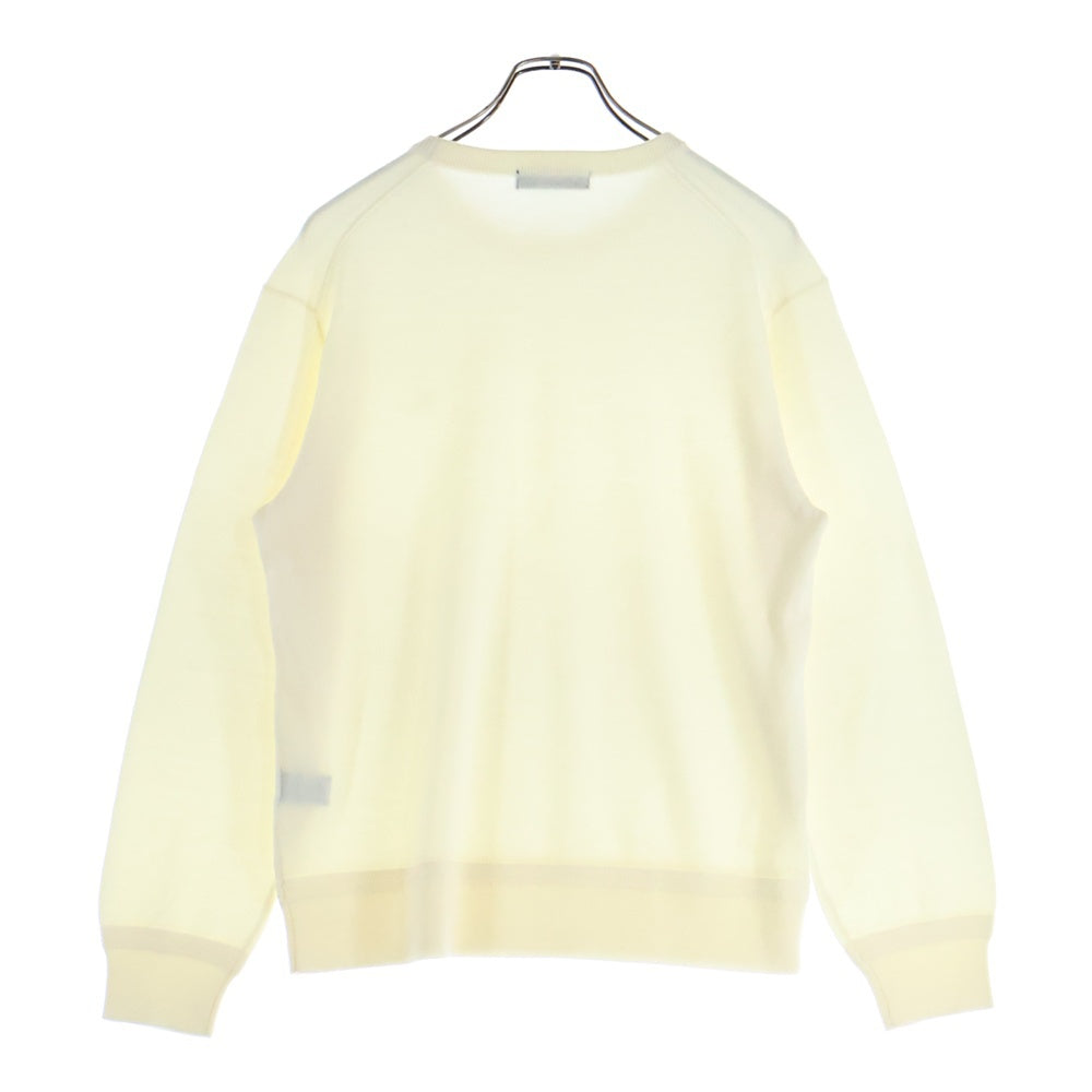 1 PIU 1 UGUALE 3(ウノピゥウノウグァーレトレ) CREW KNIT フロント刺繍 クルーネックニットセーター ホワイト MRK280 WOL167