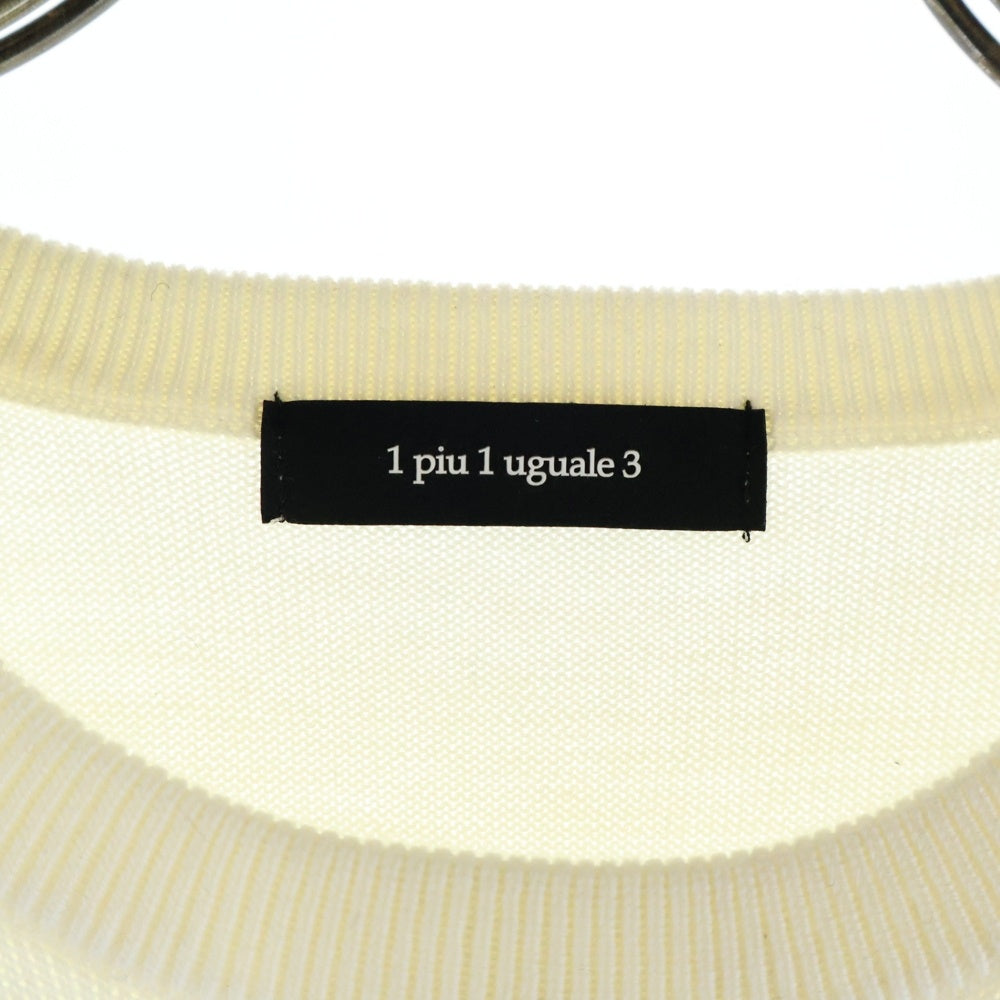 1 PIU 1 UGUALE 3(ウノピゥウノウグァーレトレ) CREW KNIT フロント刺繍 クルーネックニットセーター ホワイト MRK280 WOL167