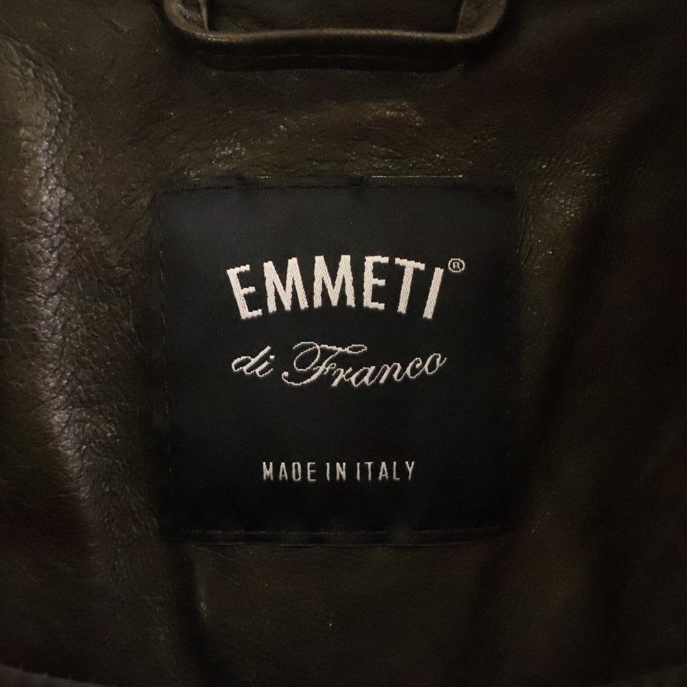 EMMETI(エンメティ) ラムスキン シングルライダースジャケット ブラウン 2101991