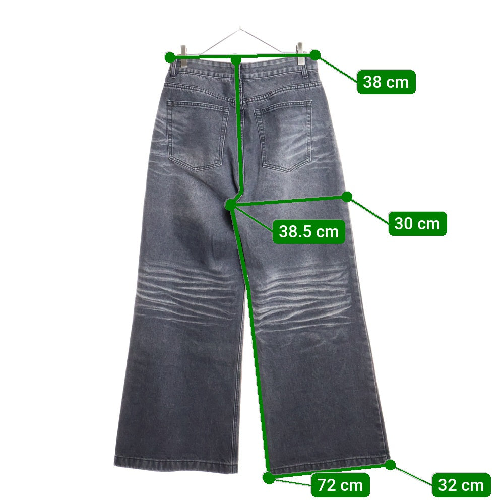 PERSON INTENTION(パーソン インテンション) ダメージ加工 マルチポケット ジップアップ デニムパンツ ブラック