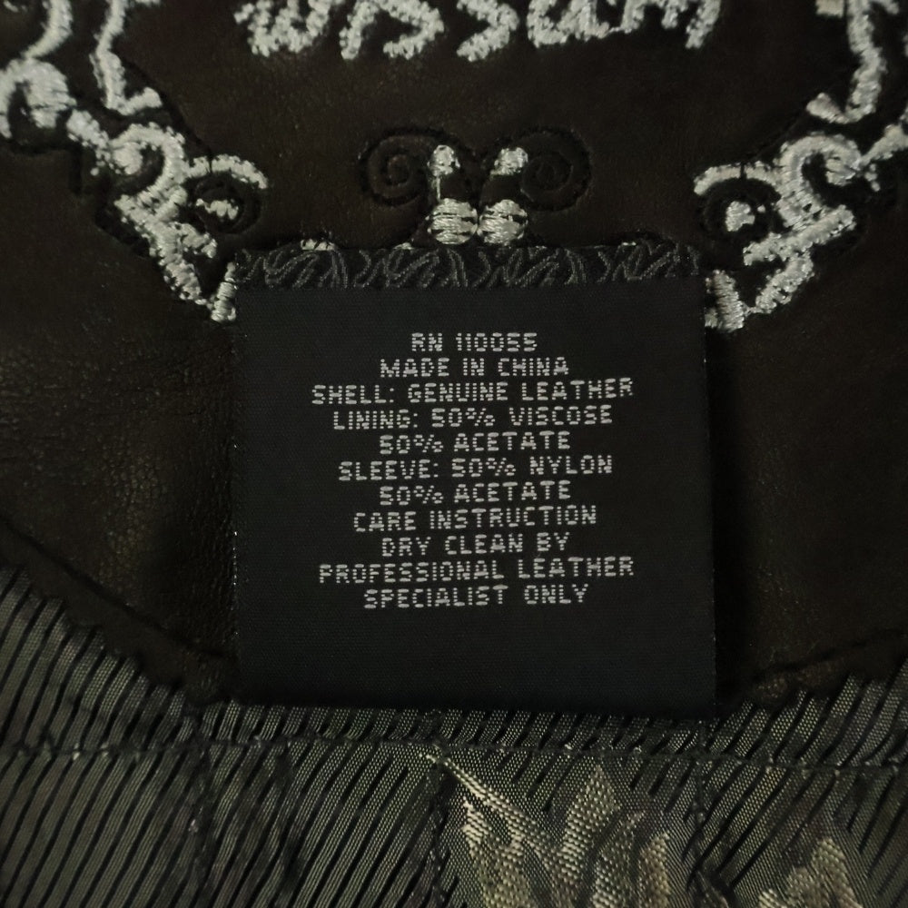 AL WISSAM(アルウィッサム) FUR LEATHER JACKET エンボス総刺繍デザイン レザー ファーフーデッドジャケット ブラック