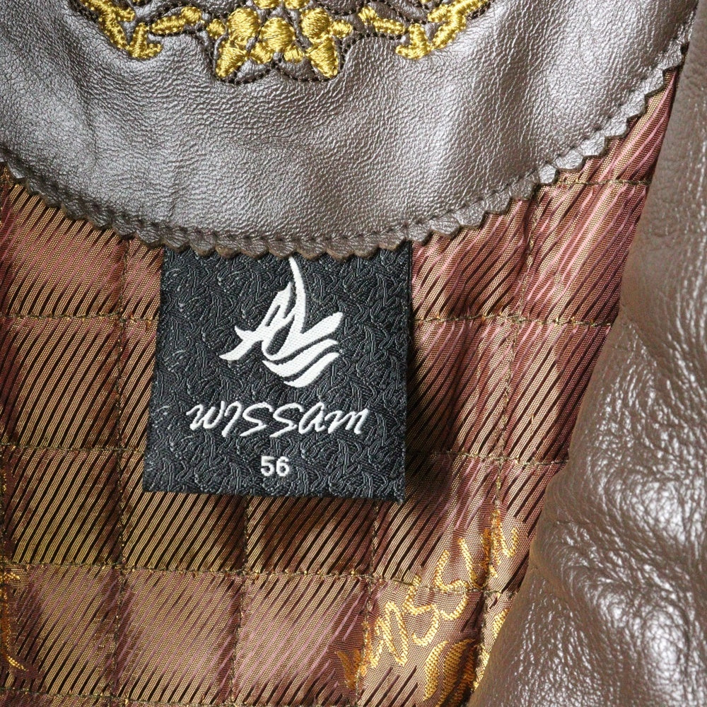 AL WISSAM(アルウィッサム) AL WISSAM アルウィッサム BOMBER JACKET エンボス総刺繍デザイン レザー ボンバージャケット ブラウン