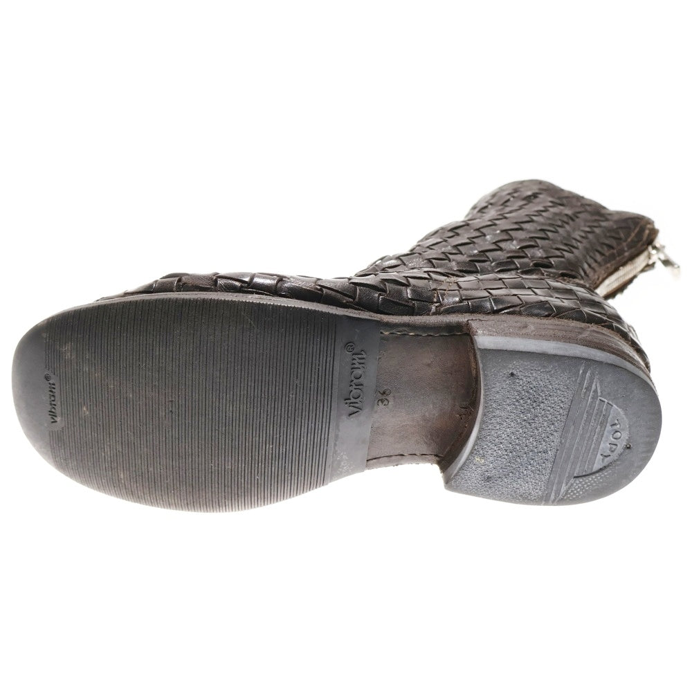 GUIDI(グイディ) Intrecciato Back Zip Boots イントレチャート バックジップ ハイカット レザーブーツ レディース ブラック