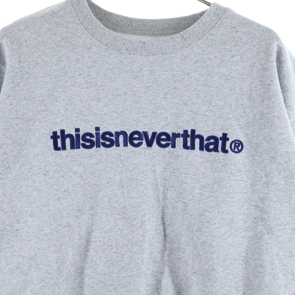 THISISNEVERTHAT(ディスイズネバーザット) T-LOGO CREWNECK Tロゴエンブロイダリー クルーネック スウェットトレーナー グレー TN220TSWCW01