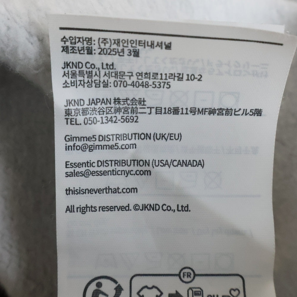 THISISNEVERTHAT(ディスイズネバーザット) T-LOGO CREWNECK Tロゴエンブロイダリー クルーネック スウェットトレーナー グレー TN220TSWCW01