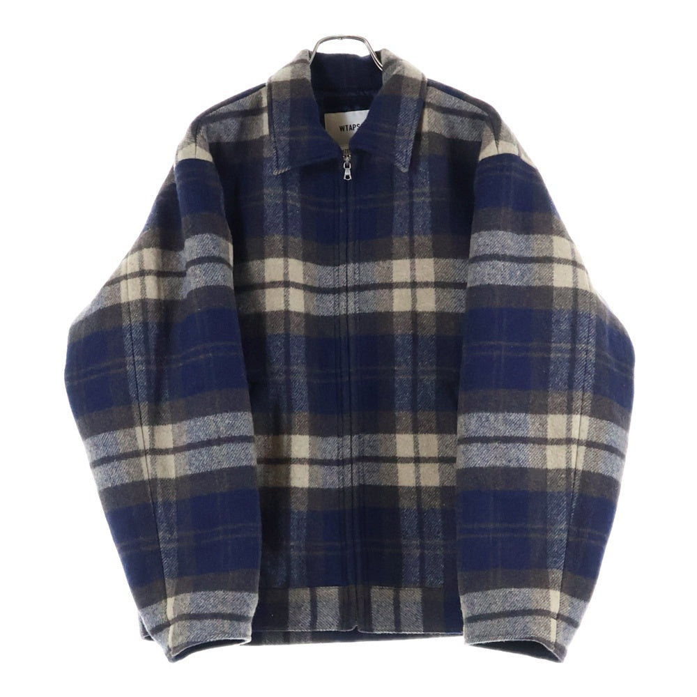 WTAPS(ダブルタップス) 25AW WOPL MELTON TEXTILE WRECKER JACKET チェック柄 ウールメルトン レッカージャケット ブルゾン ネイビー/ブラウン 252TQDT-JKM03