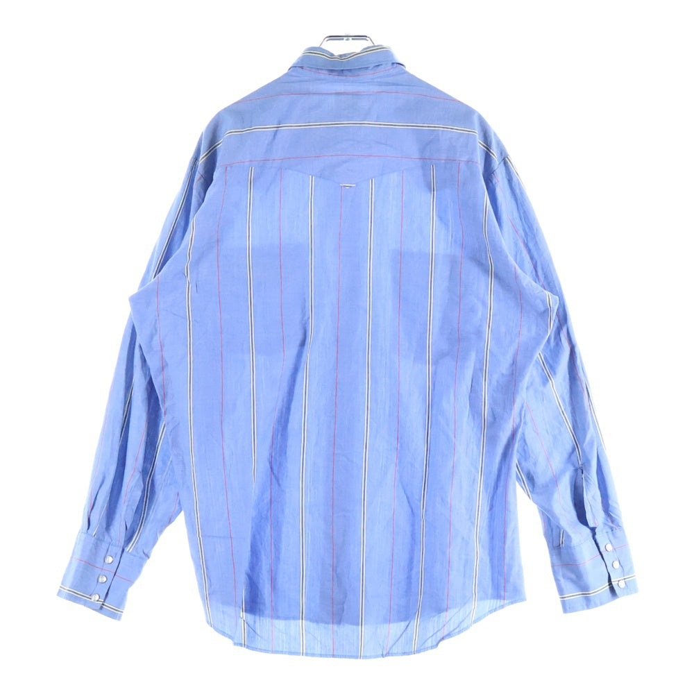 LEE(リー) 80S VINTAGE ヴィンテージ 白タグ ストライプ柄 長袖ウェスタンシャツ ブルー