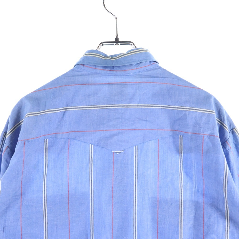LEE(リー) 80S VINTAGE ヴィンテージ 白タグ ストライプ柄 長袖ウェスタンシャツ ブルー