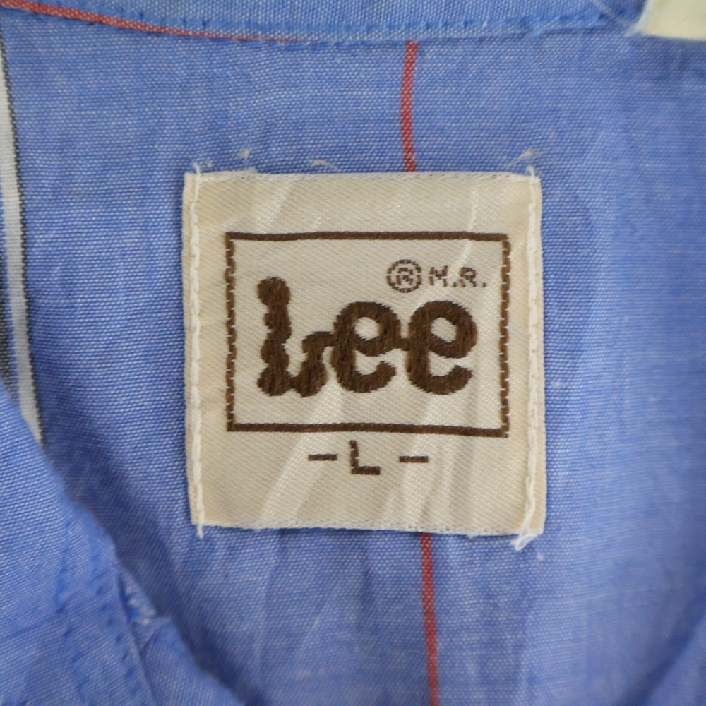 LEE(リー) 80S VINTAGE ヴィンテージ 白タグ ストライプ柄 長袖ウェスタンシャツ ブルー