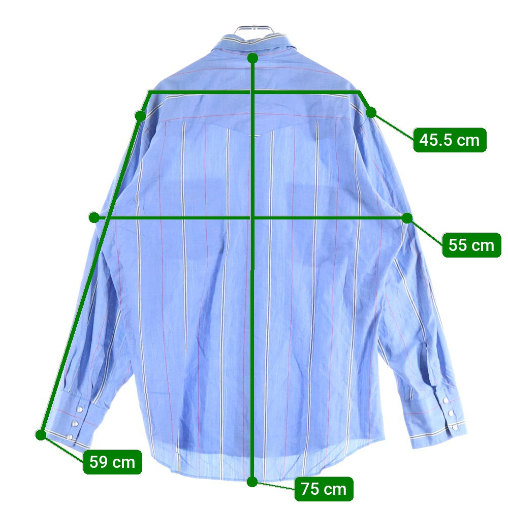LEE(リー) 80S VINTAGE ヴィンテージ 白タグ ストライプ柄 長袖ウェスタンシャツ ブルー