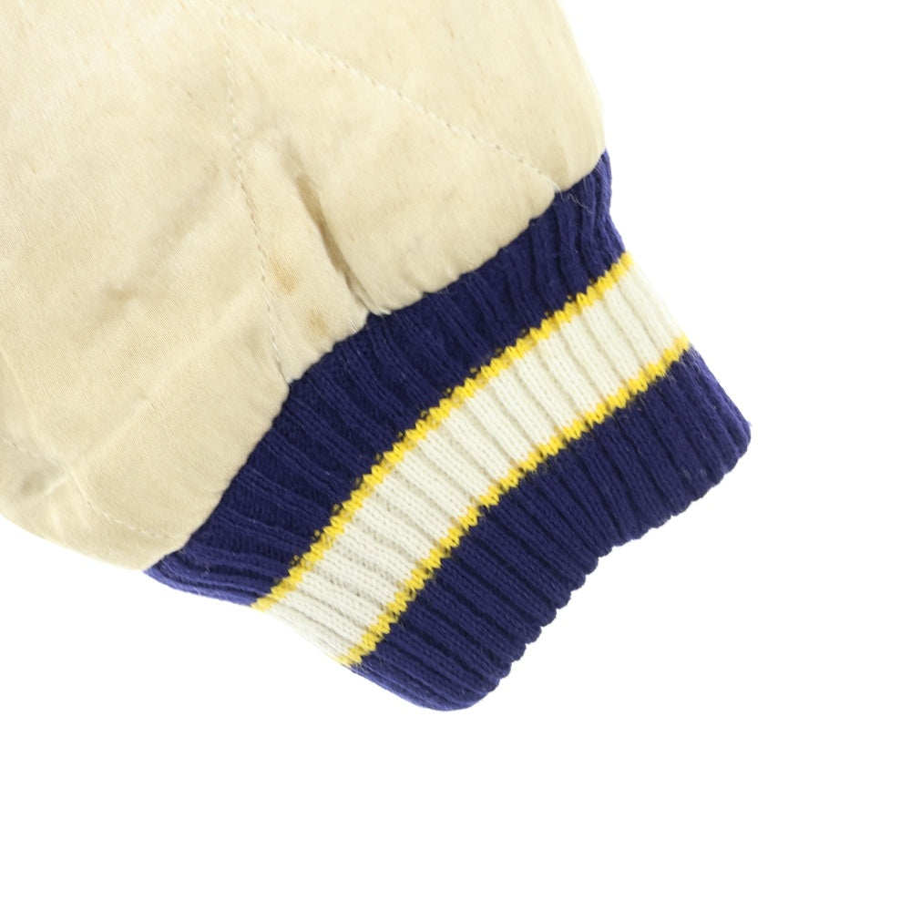 HOUSTON(ヒューストン) 90S VINTAGE ヴィンテージ 飛有棲屯 漢字タグ スカジャン ジップアップブルゾン ネイビー/ホワイト