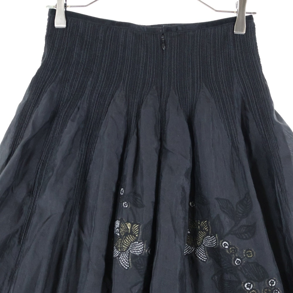 NO BRAND(ノーブランド) GIANNI LO GIUDICE ジャンニロジュディチェ フラワーエンブロイダリー ロングスカート ブラック レディース NQHAV-12530