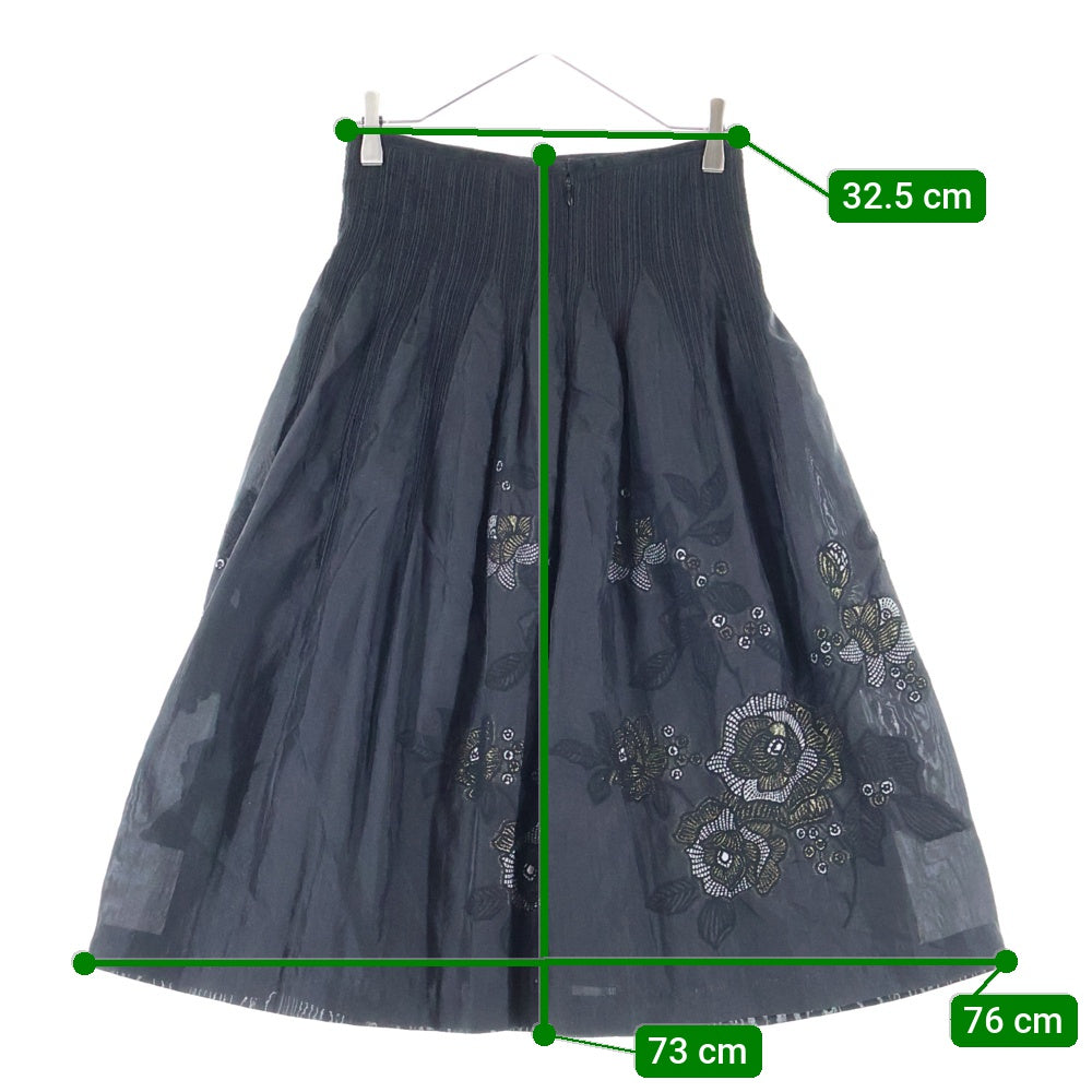 NO BRAND(ノーブランド) GIANNI LO GIUDICE ジャンニロジュディチェ フラワーエンブロイダリー ロングスカート ブラック レディース NQHAV-12530