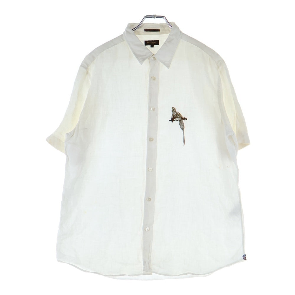 Paul Smith(ポールスミス) フロント刺繍 ショートスリーブ コットンシャツ ホワイト PC-CR-40931