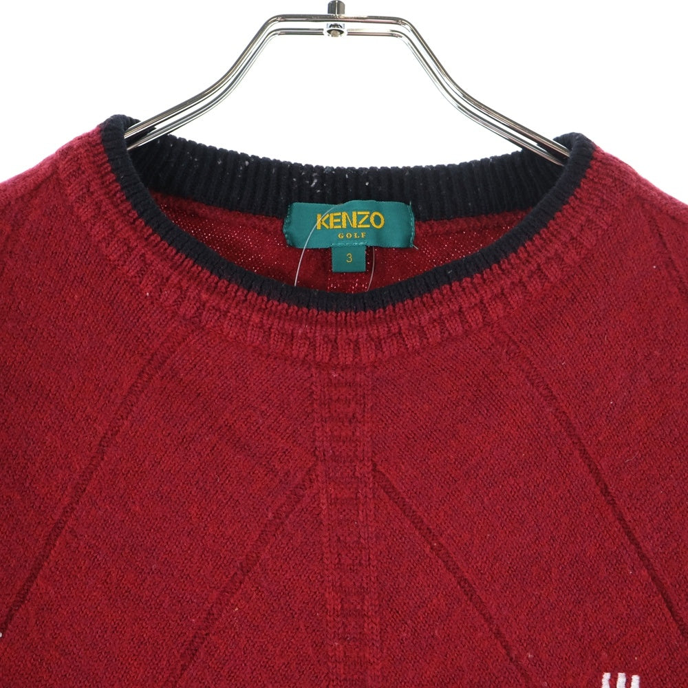 KENZO(ケンゾー) 胸ロゴデザイン カラー切り替え ニット セーター レッド