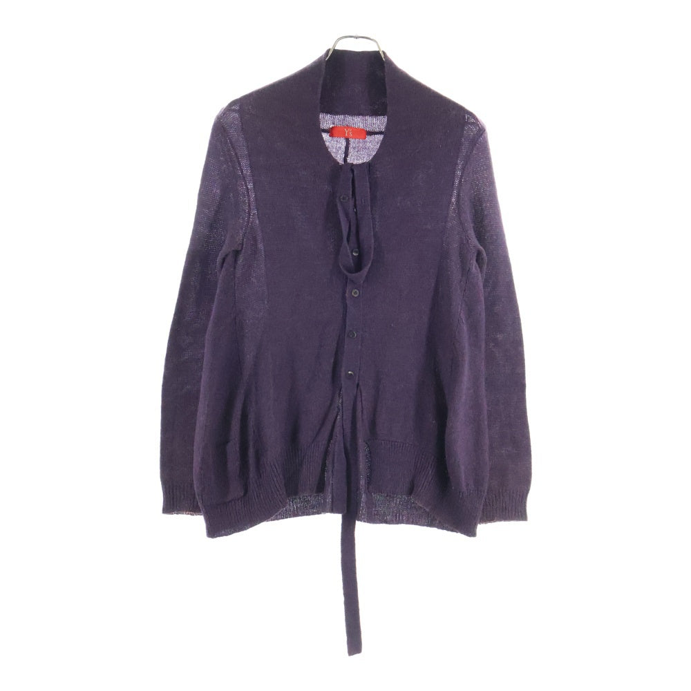 Y's(ワイズ) 17AW ウール混 ノーカラー ニットカーディガン レディース パープル YL-K89-577