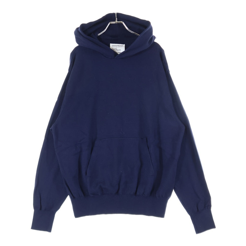 NO BRAND(ノーブランド) 23AW A SWEATER IS FOR EVERYDAY HOODIE 日本製 カシミア混 コットンナイロンニットパーカー セーター ネイビー 25-232-003