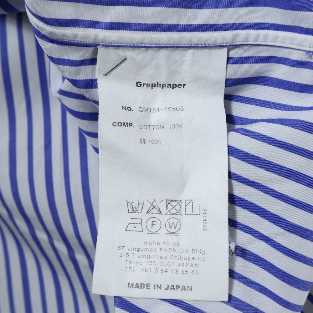 Graphpaper(グラフペーパー) THOMAS MASON REGULAR COLLAR SHIRT トーマスメイソン レギュラーカラー ストライプ柄 長袖シャツ ブルー/ホワイト GM184-50505