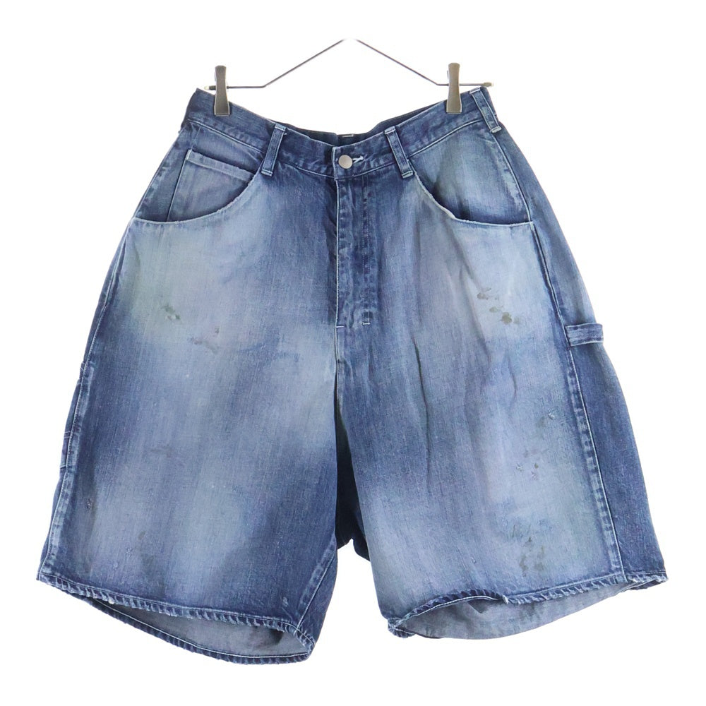 ANCELLM(アンセルム) ×WISM BOXY DENIM PAINTER SHORTS ウィズム ヴィンテージ加工 ボクシー デニムペインターショーツ ハーフパンツ インディゴ ACW-11
