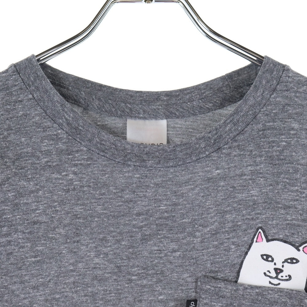 RIPN DIP(リップンディプ) フロントプリント 半袖 ポケットTシャツ カットソー グレー