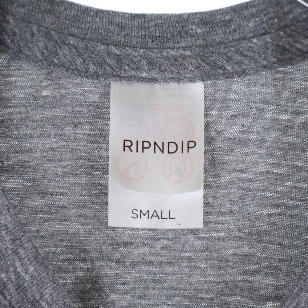 RIPN DIP(リップンディプ) フロントプリント 半袖 ポケットTシャツ カットソー グレー