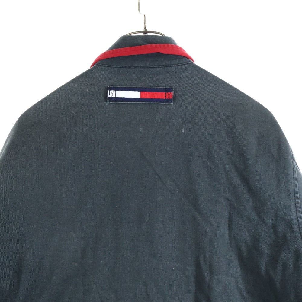 TOMMY HILFIGER(トミーヒルフィガー) 00S ロゴ刺繍 コットン ジップアップジャケット ブルゾン ブラック