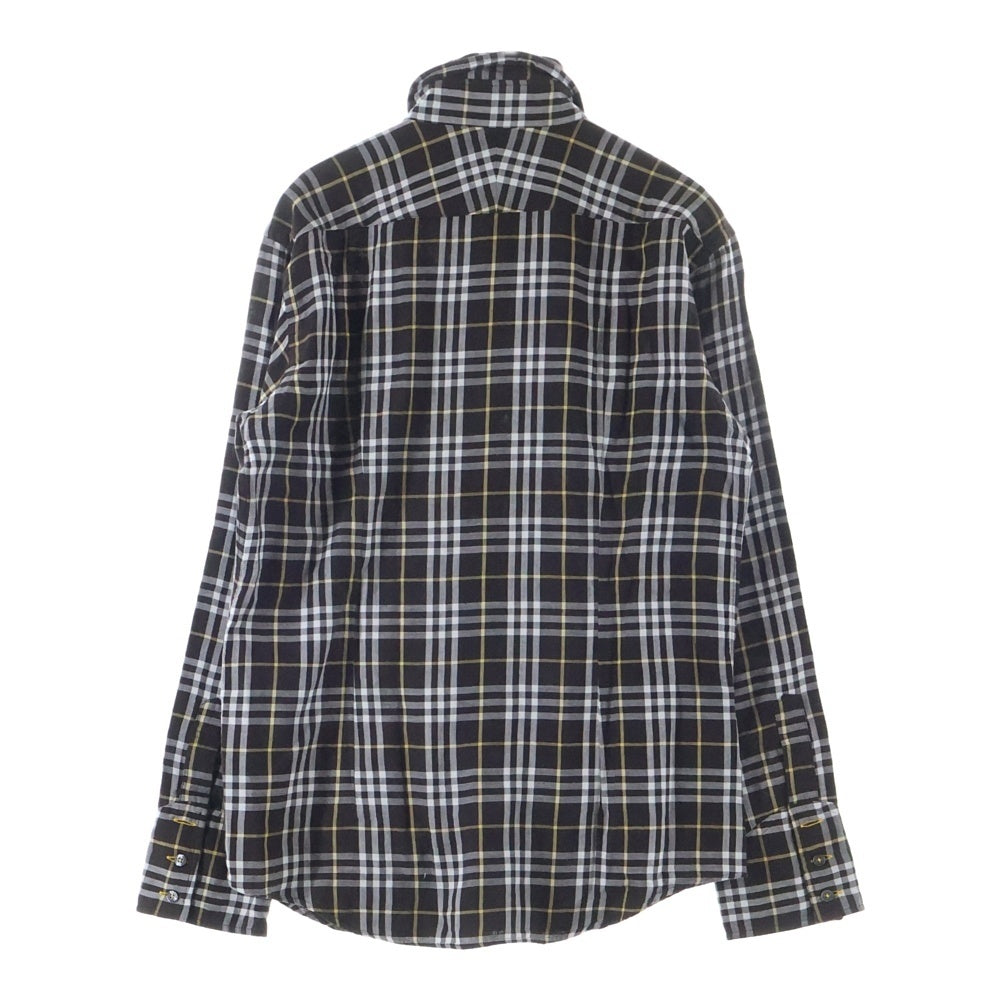 BURBERRY BLACK LABEL(バーバリー ブラックレーベル) ホース刺繍 チェック柄 コットン 長袖シャツ ブラウン BMW04-903-58